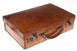 Mid 20th Century Gentleman's tan leather stationery case. Condition: No key.