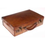 Mid 20th Century Gentleman's tan leather stationery case. Condition: No key.