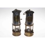 Two Eccles Protector miners lamps, 25cm.