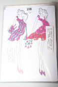 R. Jennings, thirty original A4 size illustrations for Laura Ashley, London, 1970's.