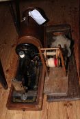 Vintage Singer sewing machine, rustic winder and comb,