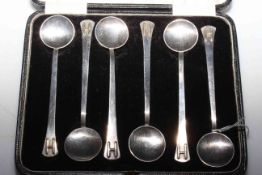 Cased set of six sterling silver teaspoons.