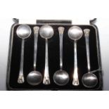 Cased set of six sterling silver teaspoons.