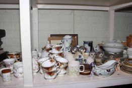 Staffordshire group, Royal Albert 'Old Country Roses' and other teaware, two Nat West pigs,