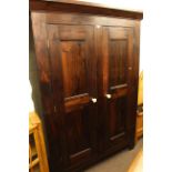 Laura Ashley mahogany finish double panel door wardrobe with rose petal handles, 150cm wide,