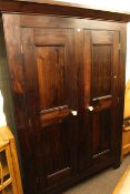 Laura Ashley mahogany finish double panel door wardrobe with rose petal handles, 150cm wide,