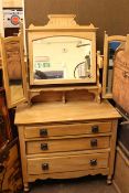 Stripped satin walnut dressing table and pine Delft rack (2).