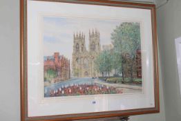 Alan Stuttle, York Minister, watercolour, 52cm by 73cm, framed.