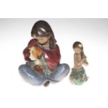 Large Lladro Polynesian Girl, 31cm, and Pacific Island Girl, 20cm (2).