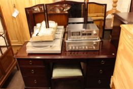 Stag Minstrel dressing table, stool, five height chest and pair of bedside pedestals (5).