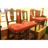 Set of four Edwardian dining chairs and oak bureau centre cabinet (2).