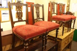 Set of four Edwardian dining chairs and oak bureau centre cabinet (2).