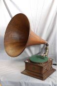 Zonophone Champion gramaphone with S & V Music Master wood horn.