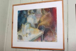 Ann Burden 1996, Coffee Time at St. Andrews, Penrith, oil on board, 35cm by 45cm, framed.