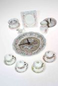 Four Royal Doulton Brambly Hedge miniature 'season' cups and saucers and Harvest Mice wall clock,