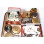 Collection of over twenty compacts (all used), together with jewellery and beadwork.
