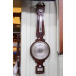 19th Century mahogany wheel barometer and thermometer with silvered dial, signed A Martinelli,