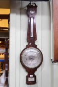 19th Century mahogany wheel barometer and thermometer with silvered dial, signed A Martinelli,