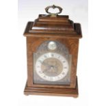 Elliott walnut mantel clock, 27cm overall height.