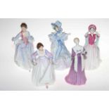 Five Royal Doulton ladies, limited edition Mrs Hugh Bonfoy, Forget-Me-Nots, Gentle Breeze,