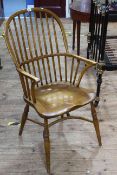 Ash and elm stick back Windsor armchair with crinoline stretcher.