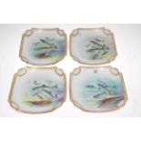 Set of four Franz Anton Mehlem fish decorated plates, 22cm across.