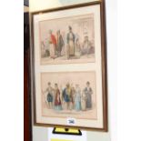 Framed engravings depicting traditional Armenians and Kurds, framed 39cm by 28cm overall.