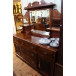 Late Victorian walnut mirror back sideboard, 180cm by 52cm by 190cm.