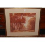 Pair 19th Century watercolours depicting a walk in woodland and extensive landscape, 45cm by 55cm,