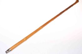 Bamboo sword stick with Oriental carvings, blade 52cm.