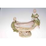 Royal Dux shell vase with maidens, pink triangle and 1001 impressed mark, 41cm across, 38cm high.