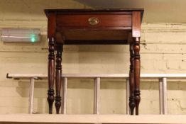 Mahogany stained pine single drawer side table, 72cm wide.