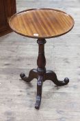 Victorian mahogany circular tray top tripod table with turned and shaped column.