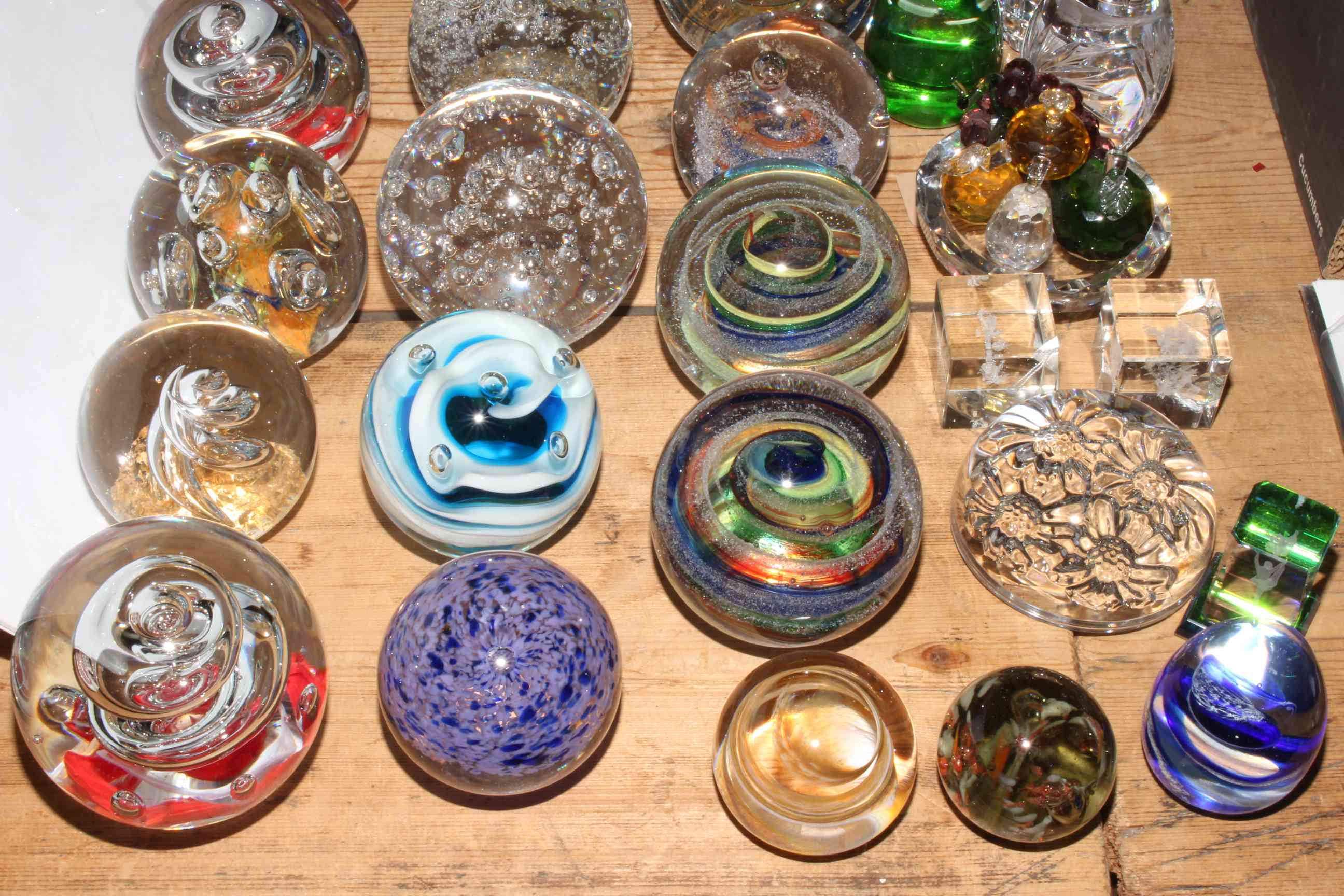 Collection of twenty six paperweights, pressed glass commemorative basket and crystal pieces. - Image 2 of 2