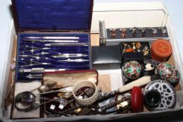 Mixed lot including drawing instruments, scent bottle, etc.