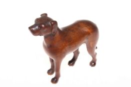 Wood carved wild boar, 19cm length and dog, 14cm length (2).