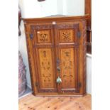 19th century oak corner hanging cupboard,