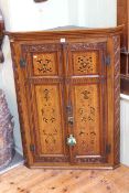 19th century oak corner hanging cupboard,