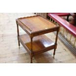 Mahogany two tier side table with brush slide to the top and single drawer to lower shelf,