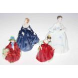 Four Royal Doulton figures, Linda, Fair Maiden, Fragrance and HN3222. Condition: All Good.