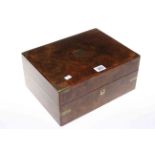 Victorian burr walnut and brass mounted Gentleman's travelling case with well fitted interior,