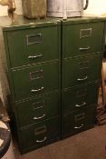 Two H Webb & Co four drawer green filing cabinets.