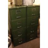 Two H Webb & Co four drawer green filing cabinets.