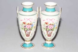 Pair Minton limited edition Rose Basket vases, no. 2216, 22cm.