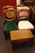 Set of three plus one Victorian mahogany dining chairs, 19th century mahogany bidet with liner,