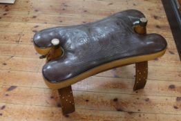 Leather topped camel stool, with Egyptian scene.