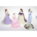Four Coalport figures, limited edition Shakespearean Ariel and Blue Violets,