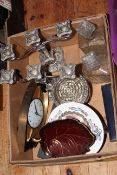 Two boxes with assorted items including Burleigh parrot jug, Art Deco glass vase,