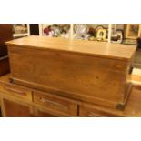 Stripped satin walnut chest and two pine blanket boxes (3). Condition: 1.