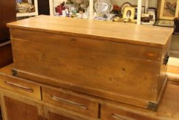 Stripped satin walnut chest and two pine blanket boxes (3). Condition: 1.